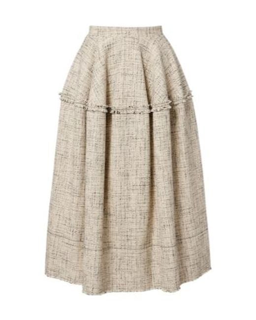 Erdem Natural Cotton-Blend Tweed Midi Skirt