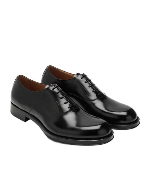 Dries Van Noten Black Almond-Toe Lace-Up Shoes for men
