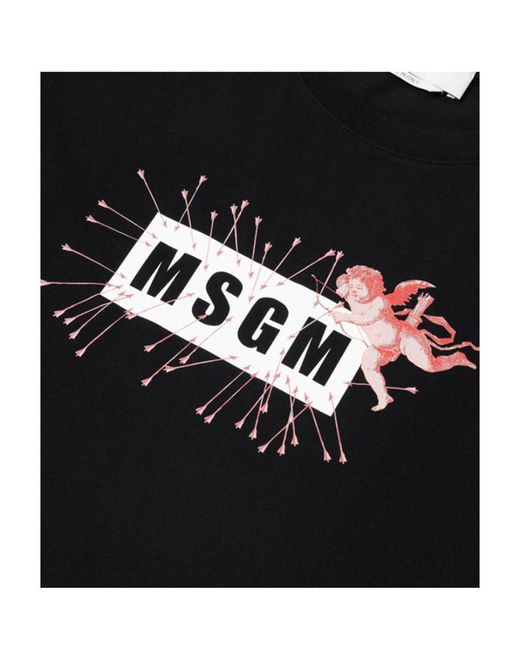 MSGM Black Logo Short-Sleeved T-Shirt