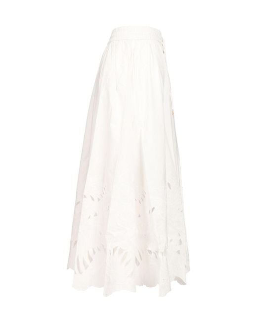 Zimmermann White Mahon Cut-Out Detailed Midi Skirt