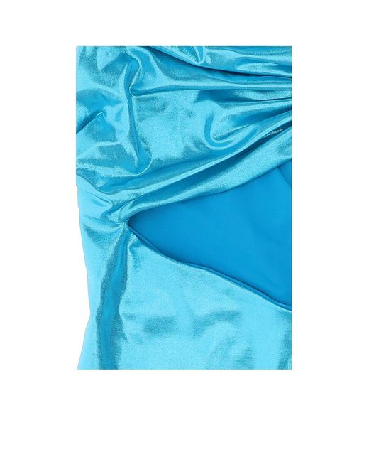 Amen Blue Laminated-Jersey Ruched Swimsuit