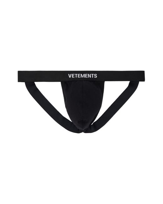 Vetements Black Logo Waistband Jockstraps for men