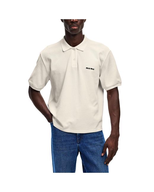 Miu Miu White Off- Short-Sleeve Polo Shirt for men