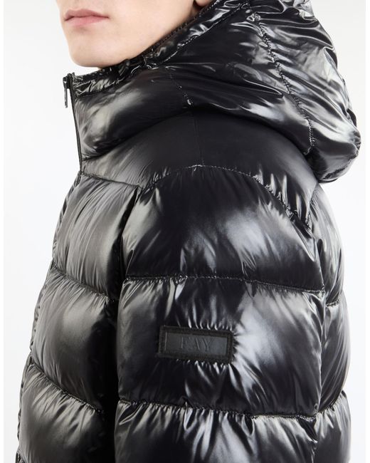 Fay Black Water Repellent Hooded Jacket for men