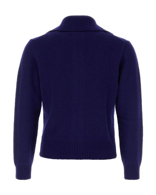 Jil Sander Blue Zip-Up High Neck Cardigan for men
