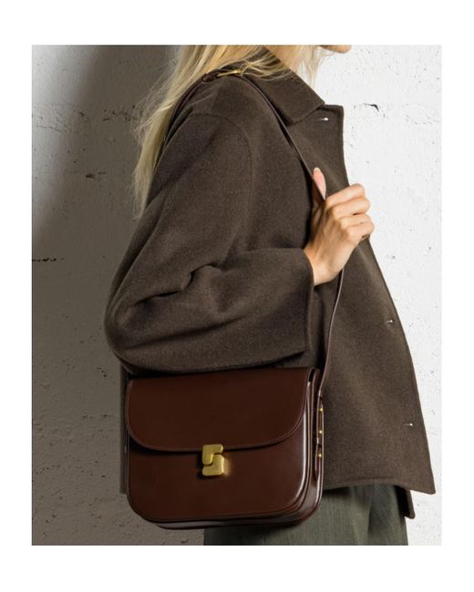 Soeur Brown Flap Shoulder Bag
