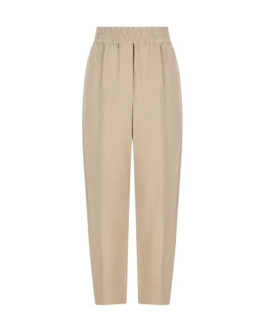 Brunello Cucinelli Natural Fluid Twill Baggy Pull-On Trousers