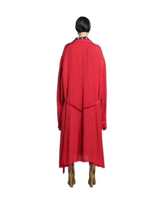 Balenciaga Red Spray Dots Reversible Coat Dress