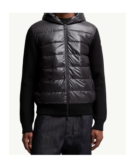 Moncler Black Shiny Padded Zip-Up Cardigan for men