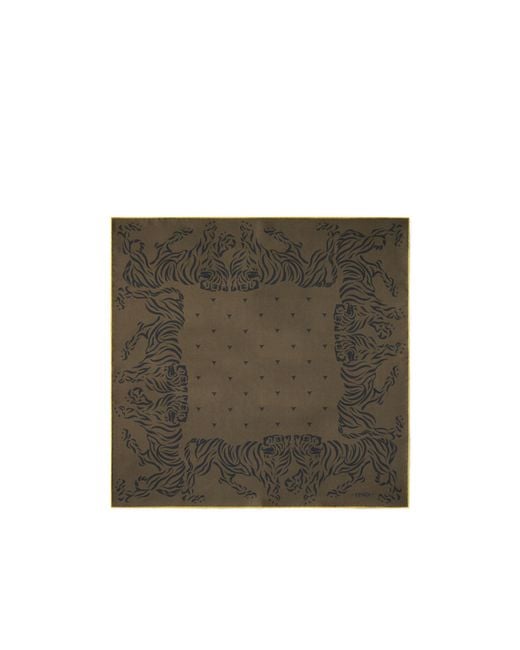 Fendi Multicolor Silk Foulard With Tiger Print for men