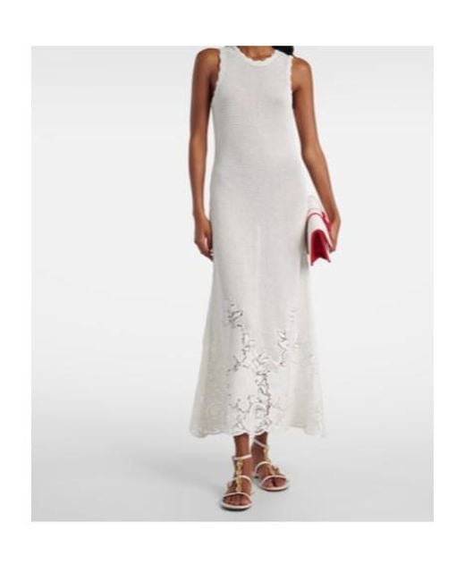 Erdem White Open-Knit Cotton Maxi Dress