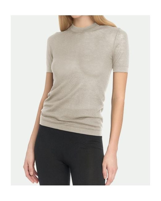 Malo White Cashmere Short-Sleeve Sweater