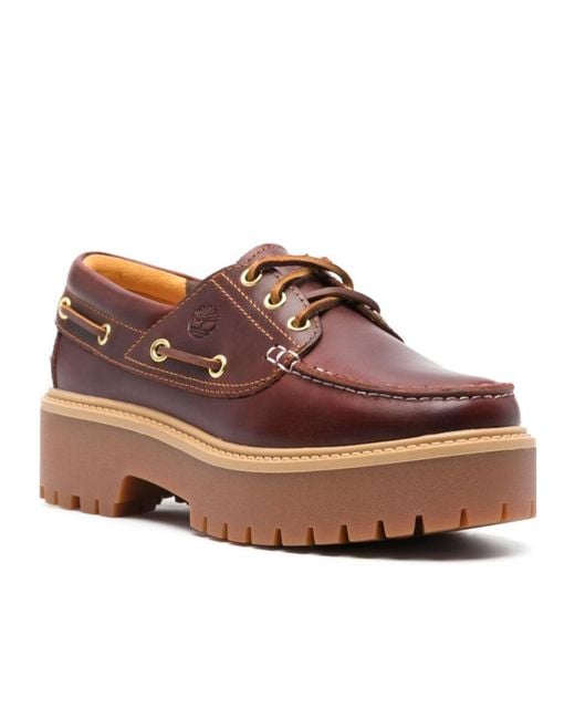 Timberland Brown Lug-Sole Boat Lace-Up Shoes