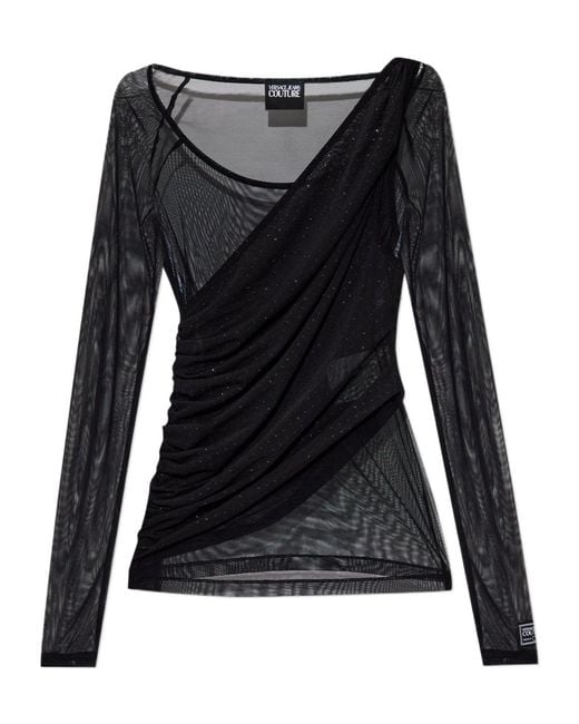 Versace Jeans Black Couture Semi-Sheer Top