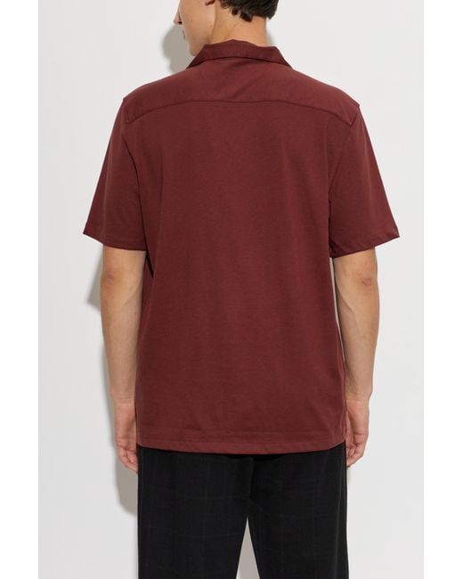 AllSaints Red Hudson Camp-Collar Shirt for men