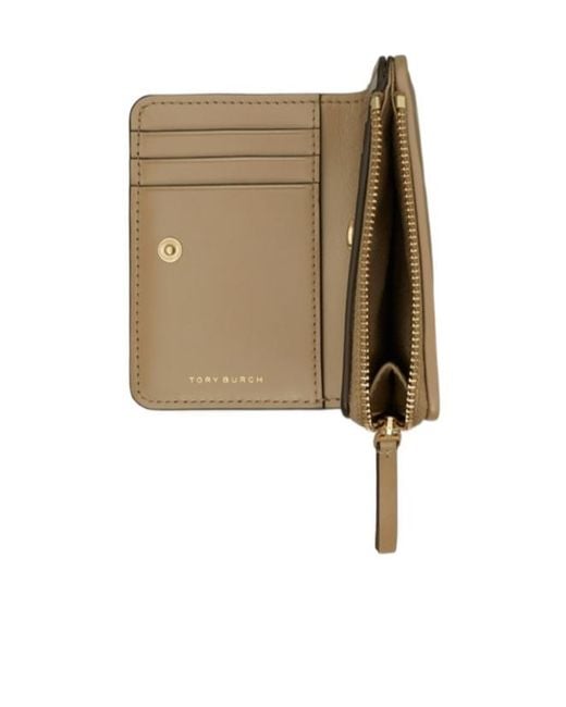 Tory Burch Natural Kira Logo Plaque Quilted Wallet