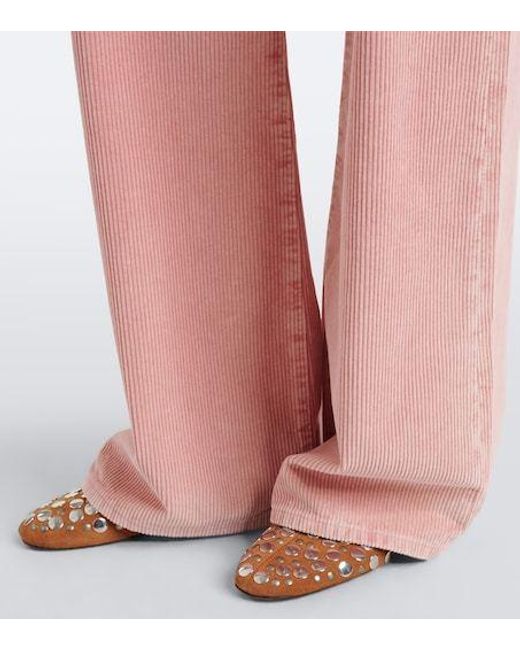 7 For All Mankind Pink Lotta Cotton Corduroy Wide-Leg Pants
