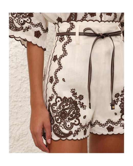 Zimmermann Natural Ascension Belted Shorts