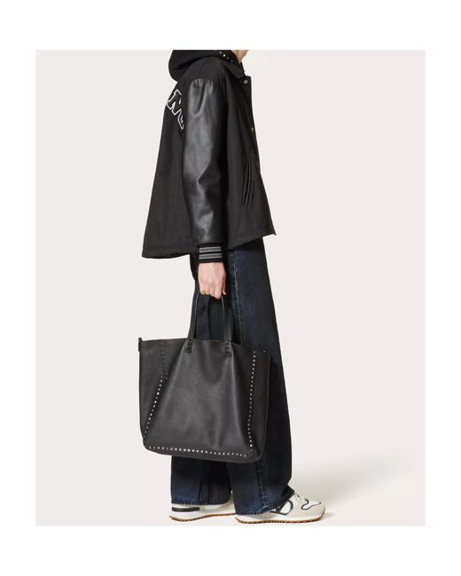 Valentino Black Buttoned Long-Sleeved Varsity Jacket for men