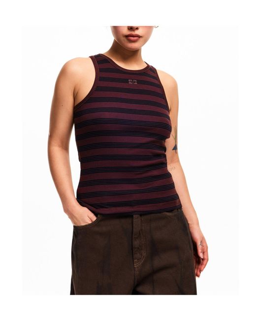 Ganni Purple Minimalist Cotton Tank Top