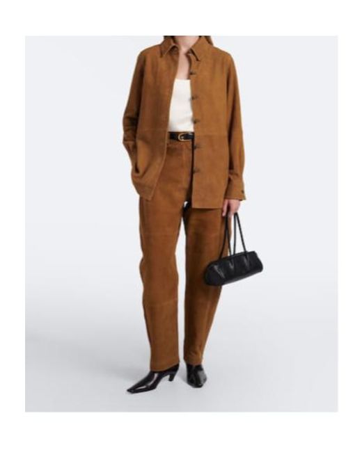 Rohe Brown Suede Barrel-Leg Pants