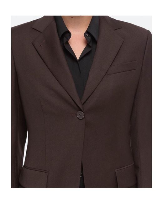 Helmut Lang Brown Single-Button Belted Back Blazer