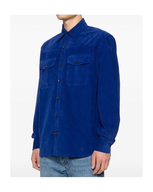 Isaia Blue Long-Sleeved Shirt for men