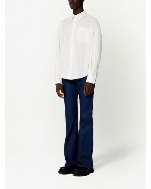 AMI White Ami Buttoned Long-Sleeved Shirt for men