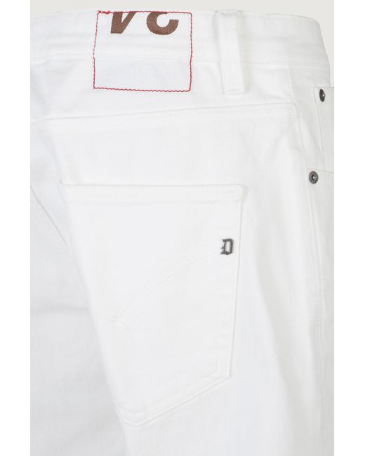 Dondup White Logo-Detail Straight-Leg Cotton Jeans for men