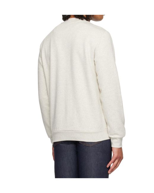 A.P.C. White Long-Sleeved Crew Neck Sweatshirt for men