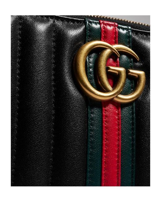 Gucci Black Gg Marmont Pouch With Strap