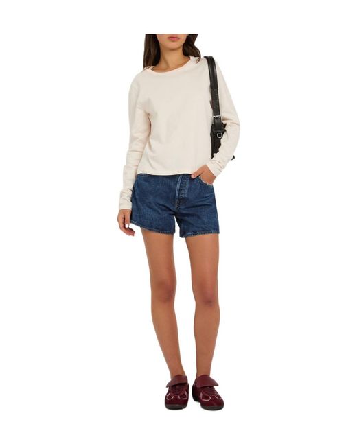 Agolde Blue Parker Distressed Denim Shorts