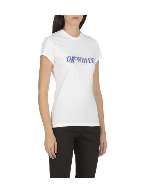 Off-White c/o Virgil Abloh White Crewneck Logo Detailed T-Shirt