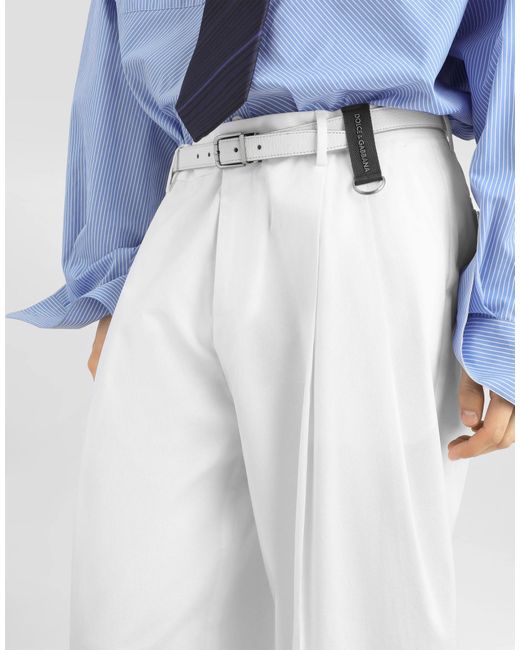 Dolce & Gabbana White Cotton Gabardine Trousers for men