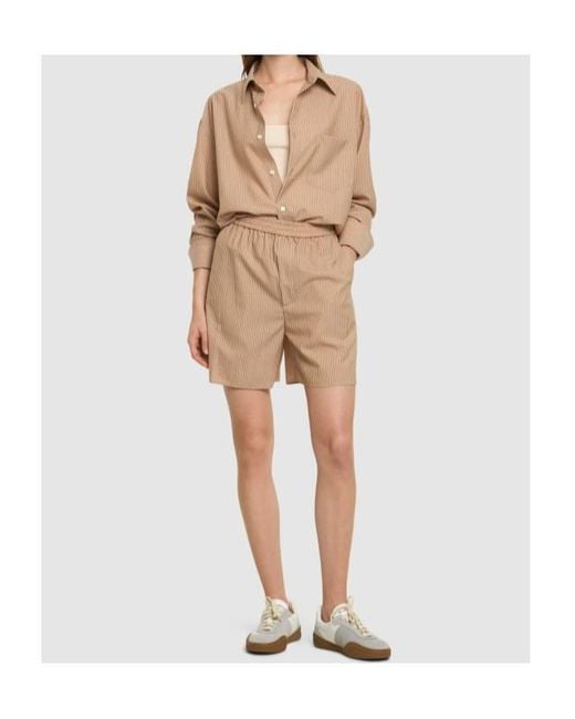 Auralee Natural Wool Striped Shorts