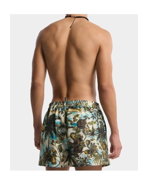 DSquared² Green Monkey Printed Pull On Shorts for men