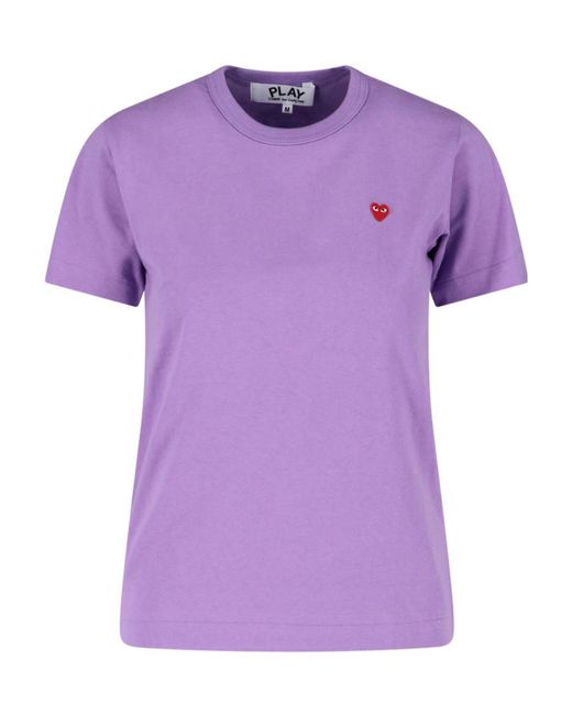 COMME DES GARÇONS PLAY Purple Cotton Embroidered-Logo T-Shirt