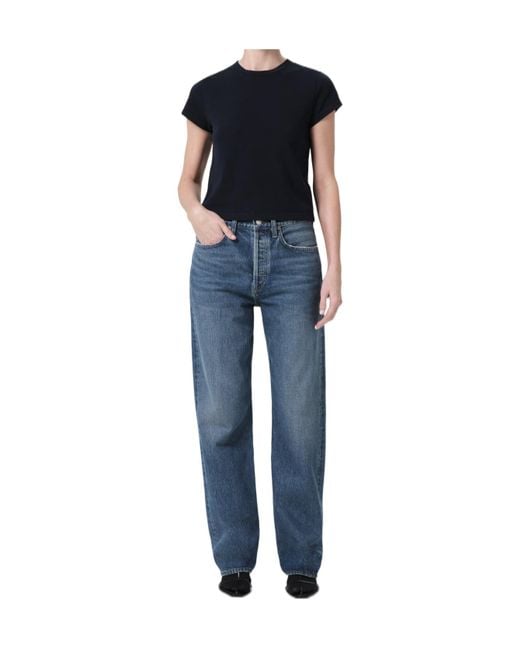 Agolde Blue Kelly High-Rise Straight-Leg Jeans