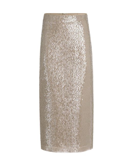 Brunello Cucinelli Multicolor Sequinned Silk Midi Skirt