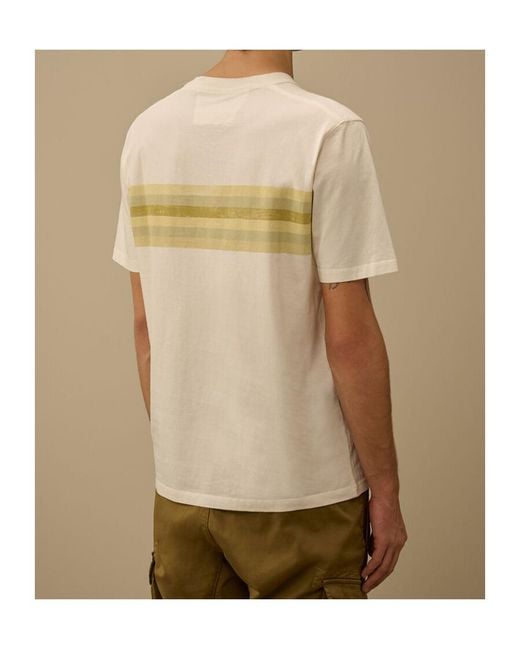 C P Company Natural Striped Logo T-Shirt for men