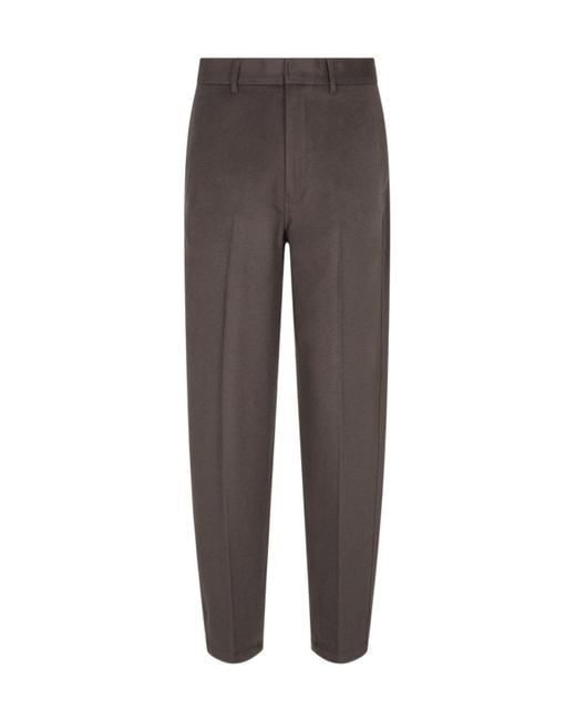 Emporio Armani Gray Wool Casual Pants for men