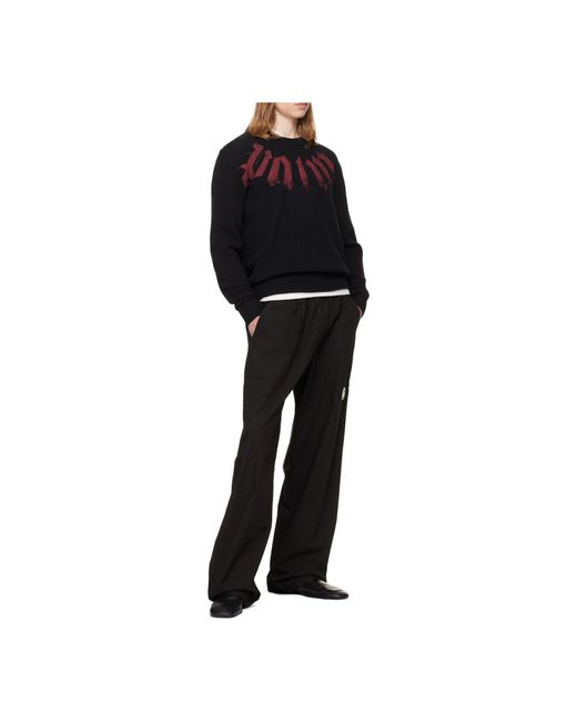 Palm Angels Black Logo Printed Crewneck Knitted Jumper for men