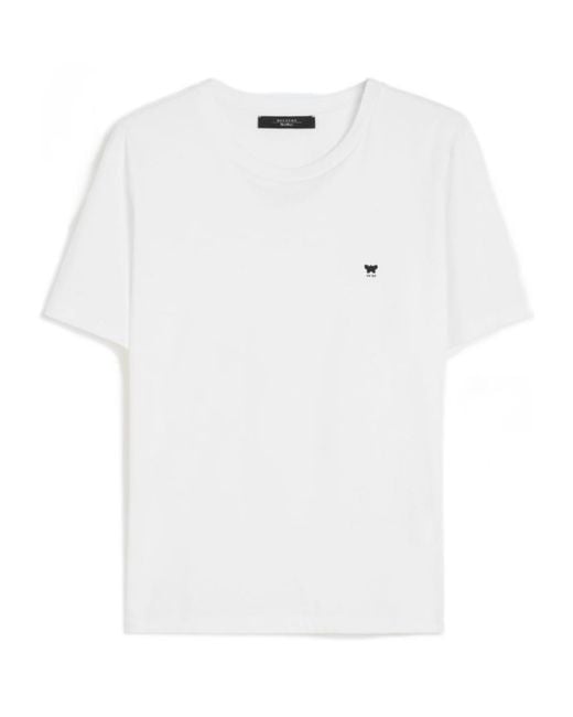 Weekend by Maxmara White Butterfly Logo Embroidered Crewneck T-Shirt