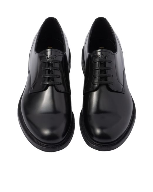 Prada Black Lace-Up Derby Shoes for men