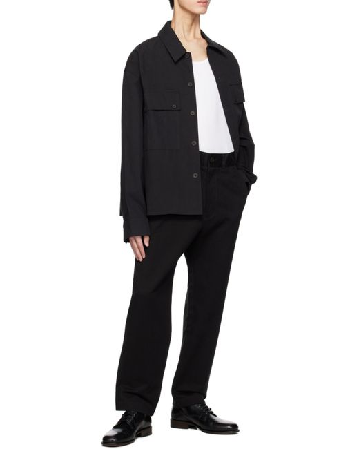 Studio Nicholson Black High-Waisted Cotton Trousers for men