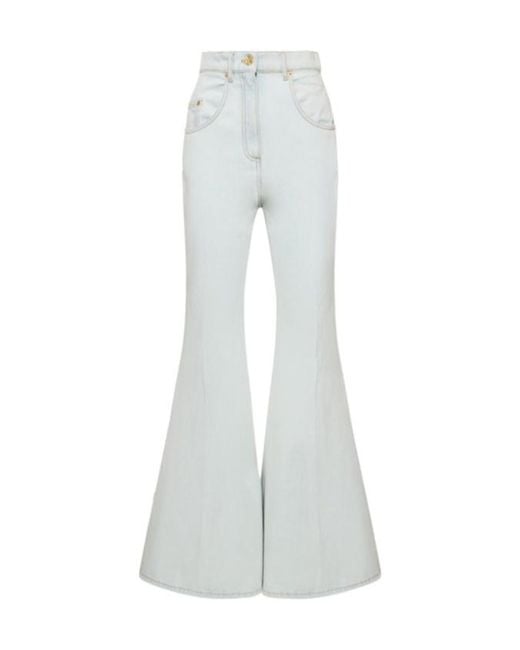 Nina Ricci Gray High Rise Cotton Denim Flared Jeans