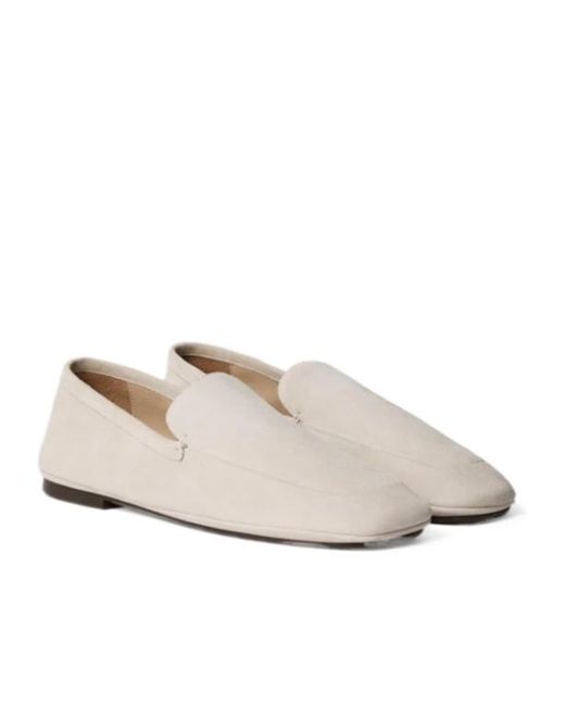 Lemaire White Square Toe Slip-On Loafers
