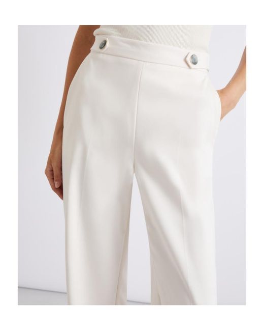 Marella White Stretch Cotton-Blend Trousers