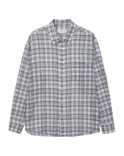 DUNST Gray Check-Pattern Long-Sleeve Shirt for men