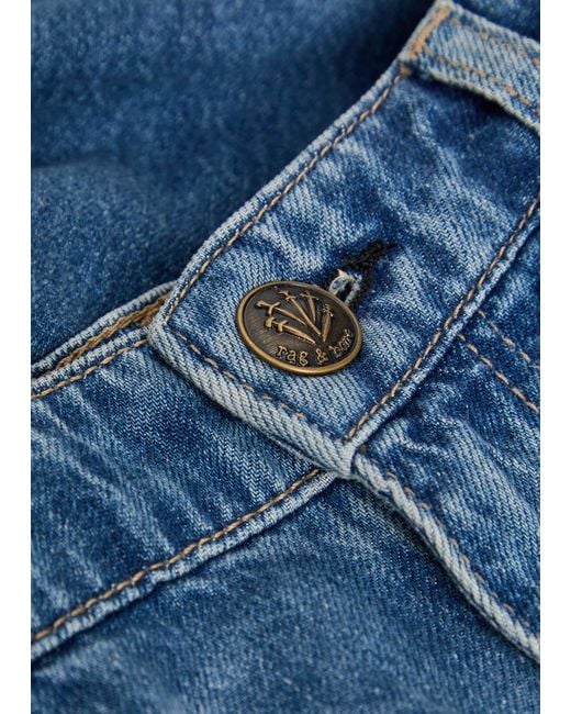 Rag & Bone Blue Mid-Rise Slim-Fit Jeans